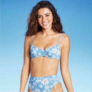 Blue floral bikini